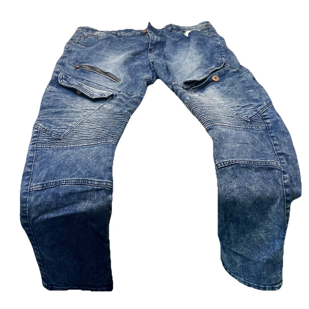 Brooklyns Best Stretch Mens Size W40x30L Blue Mottled Wash Denim Jeans. Used.